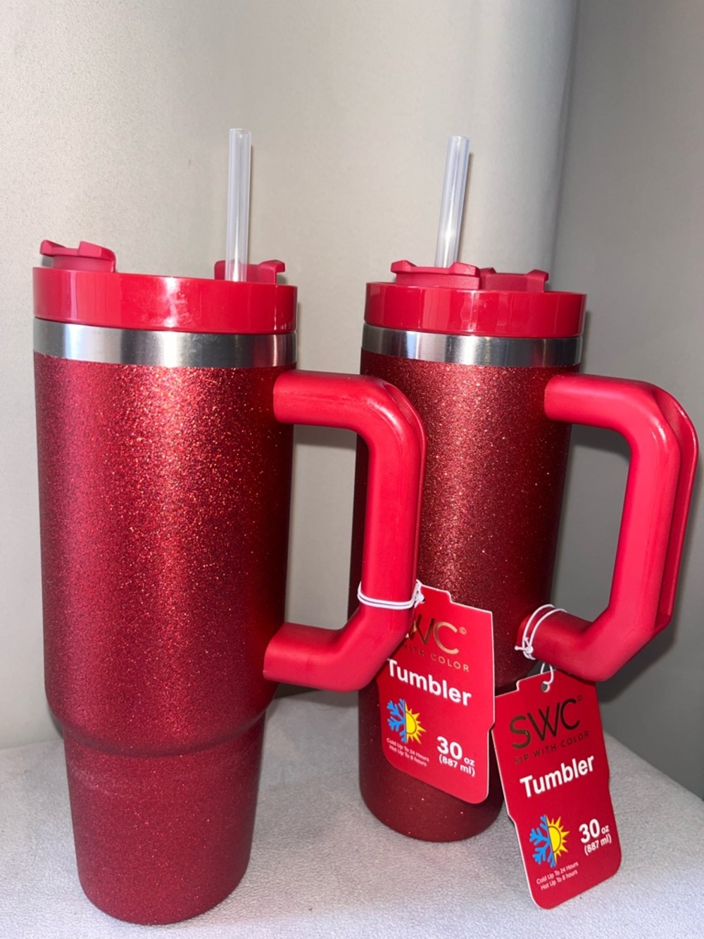 Red Glitter Tumbler 30oz bundle